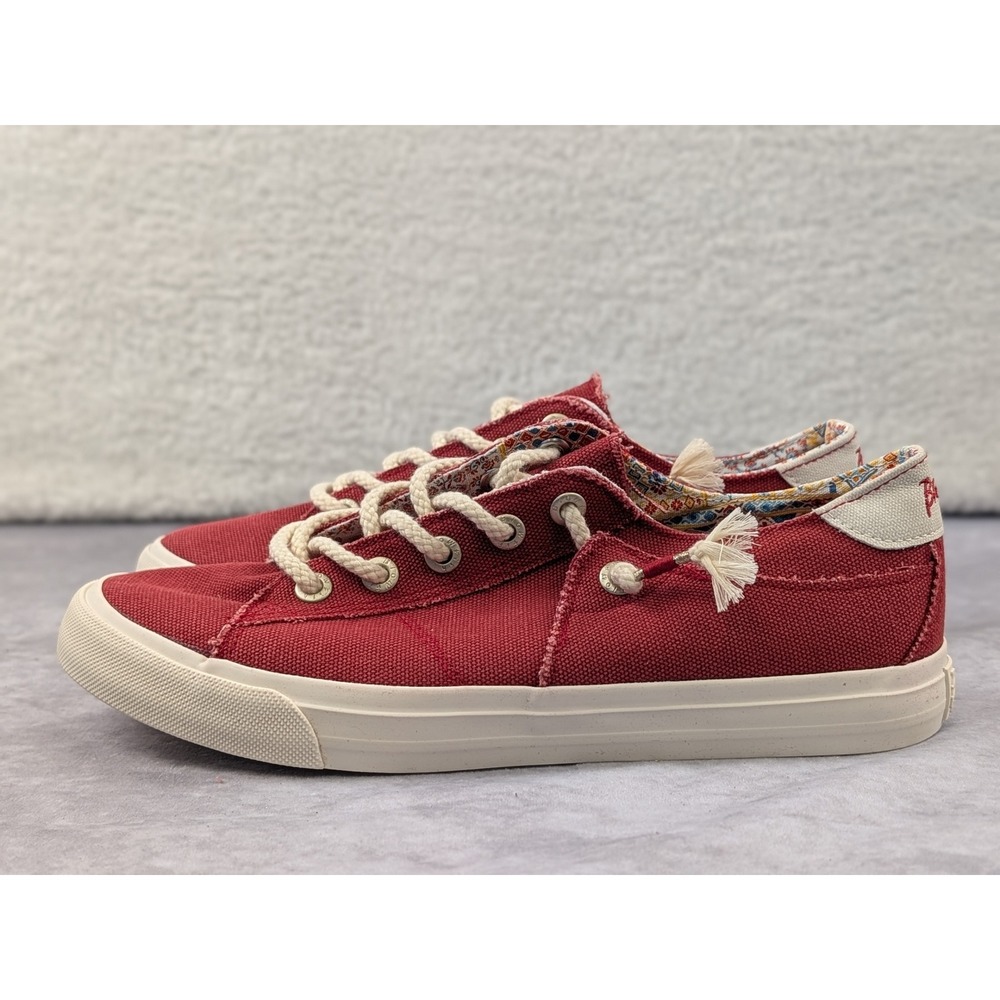 Blowfish Malibu Marley Red Canvas Slip On Sneaker Women 10 Distressed NWOB
